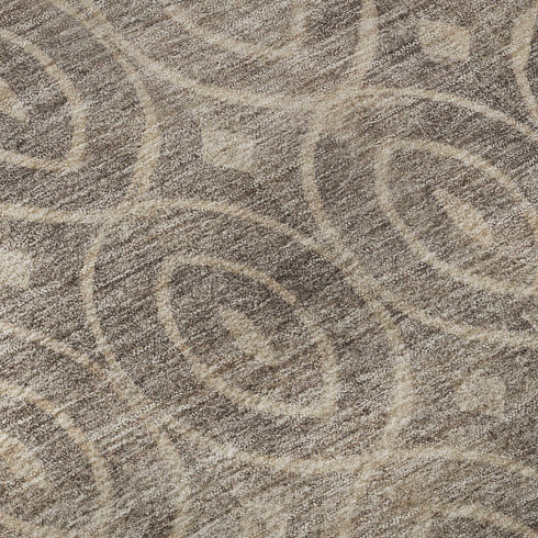 5' X 8' Coffee And Beige Geometric Washable Area Rug With UV Protection