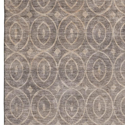 5' X 8' Coffee And Beige Geometric Washable Area Rug With UV Protection
