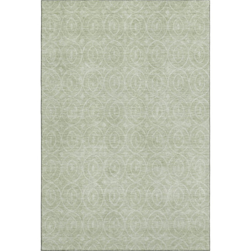 5' X 8' Mint Green And Ivory Geometric Washable Area Rug With UV Protection