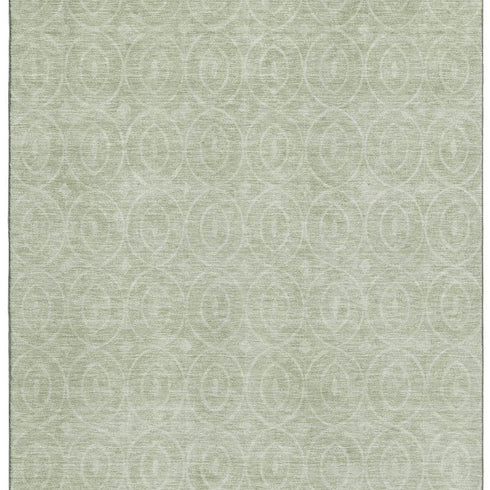 5' X 8' Mint Green And Ivory Geometric Washable Area Rug With UV Protection