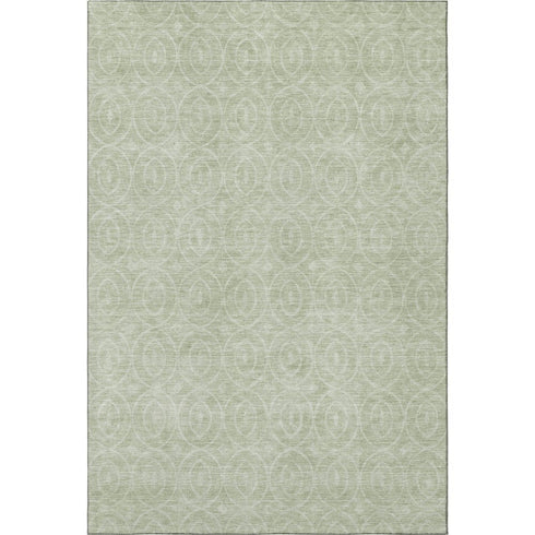 5' X 8' Mint Green And Ivory Geometric Washable Area Rug With UV Protection