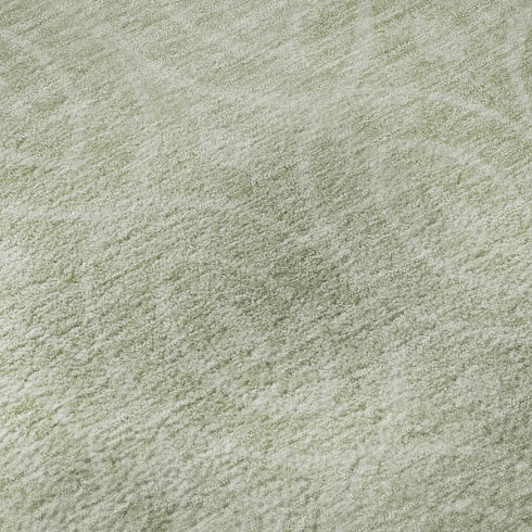 8' X 8' Mint Green And Ivory Geometric Washable Round Rug With UV Protection