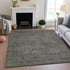 8' Pewter And Gray Geometric Washable Area Rug With UV Protection