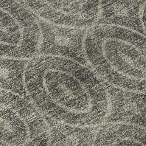8' Pewter And Gray Geometric Washable Area Rug With UV Protection