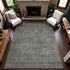 8' Pewter And Gray Geometric Washable Area Rug With UV Protection