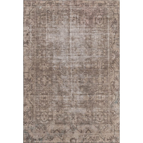 5' X 8' Brown Beige And Taupe Oriental Washable Area Rug With UV Protection