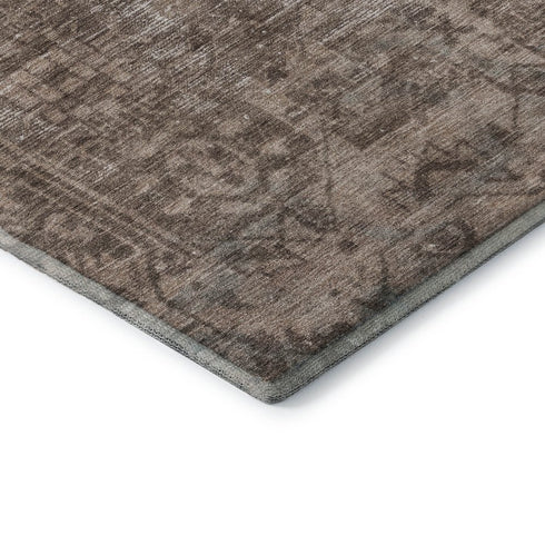 5' X 8' Brown Beige And Taupe Oriental Washable Area Rug With UV Protection