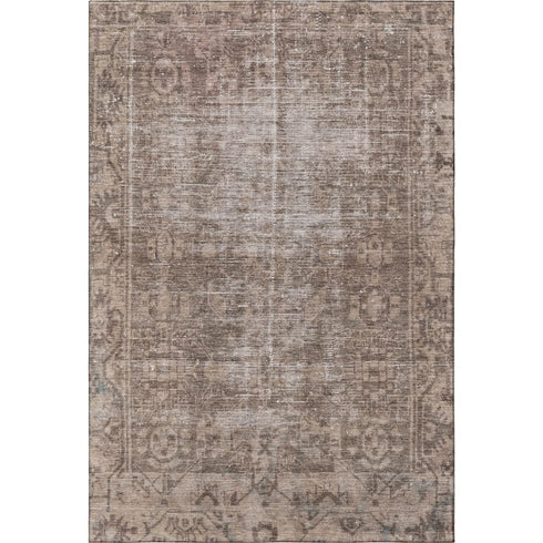 5' X 8' Brown Beige And Taupe Oriental Washable Area Rug With UV Protection