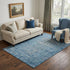 5' X 8' Blue And Silver Oriental Washable Area Rug With UV Protection