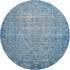 8' X 8' Blue And Silver Oriental Washable Round Rug With UV Protection