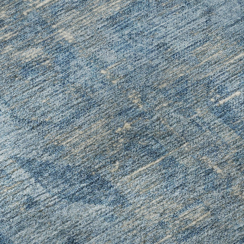 8' X 8' Blue And Silver Oriental Washable Round Rug With UV Protection