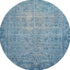 8' X 8' Blue And Silver Oriental Washable Round Rug With UV Protection
