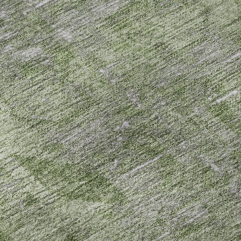 5' X 8' Fern Green And Silver Oriental Washable Area Rug With UV Protection