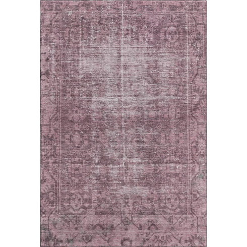 5' X 8' Merlot And Silver Oriental Washable Area Rug With UV Protection
