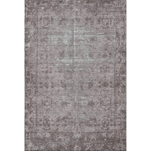 5' X 8' Coffee And Silver Oriental Washable Area Rug With UV Protection