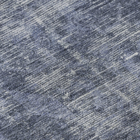 5' X 8' Navy Blue And Silver Oriental Washable Area Rug With UV Protection