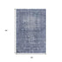 5' X 8' Navy Blue And Silver Oriental Washable Area Rug With UV Protection