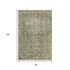 8' Olive Green And Silver Oriental Washable Area Rug With UV Protection