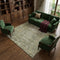 8' Olive Green And Silver Oriental Washable Area Rug With UV Protection