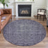 8' X 8' Purple And Silver Oriental Washable Round Rug With UV Protection