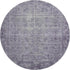 8' X 8' Purple And Silver Oriental Washable Round Rug With UV Protection