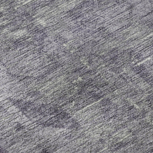 8' X 8' Purple And Silver Oriental Washable Round Rug With UV Protection