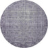 8' X 8' Purple And Silver Oriental Washable Round Rug With UV Protection