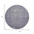 8' X 8' Purple And Silver Oriental Washable Round Rug With UV Protection