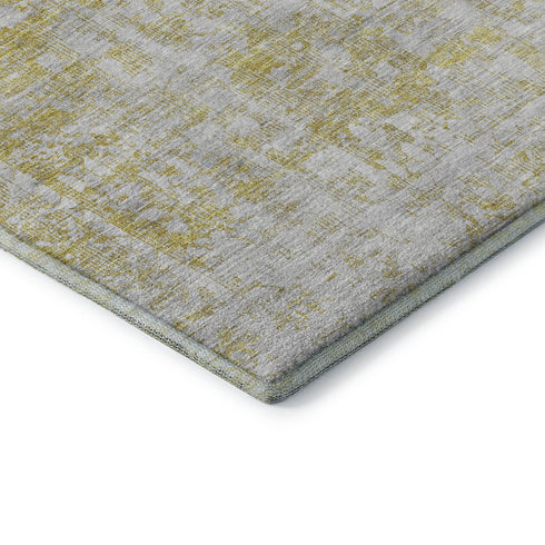 5' X 8' Gold And Silver Oriental Washable Area Rug With UV Protection