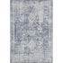 8' Navy Blue And Silver Oriental Washable Area Rug With UV Protection
