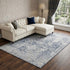 8' Navy Blue And Silver Oriental Washable Area Rug With UV Protection