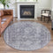 8' X 8' Plum And Silver Oriental Washable Round Rug With UV Protection