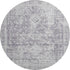 8' X 8' Plum And Silver Oriental Washable Round Rug With UV Protection