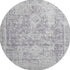 8' X 8' Plum And Silver Oriental Washable Round Rug With UV Protection
