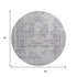 8' X 8' Plum And Silver Oriental Washable Round Rug With UV Protection