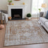 5' X 8' Terra Cotta And Silver Oriental Washable Area Rug With UV Protection