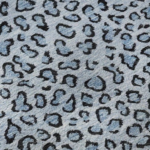 5' X 8' Blue And Black Animal Print Washable Area Rug With UV Protection