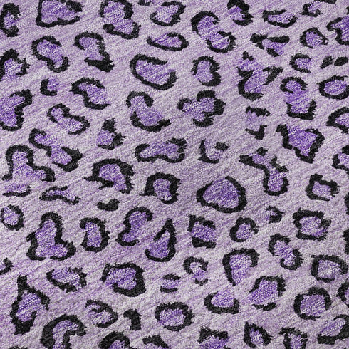 5' X 8' Purple And Black Animal Print Washable Area Rug With UV Protection