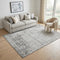 5' X 8' Charcoal And Ivory Damask Washable Area Rug With UV Protection
