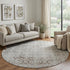 8' X 8' Chocolate And Ivory Damask Washable Round Rug With UV Protection
