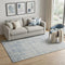 5' X 8' Denim Blue And Ivory Damask Washable Area Rug With UV Protection