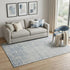 5' X 8' Denim Blue And Ivory Damask Washable Area Rug With UV Protection