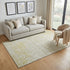 5' X 8' Gold And Ivory Damask Washable Area Rug With UV Protection