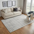 5' X 8' Gray And Ivory Damask Washable Area Rug With UV Protection