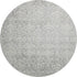 8' X 8' Gray And Ivory Damask Washable Round Rug With UV Protection