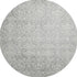 8' X 8' Gray And Ivory Damask Washable Round Rug With UV Protection
