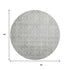 8' X 8' Gray And Ivory Damask Washable Round Rug With UV Protection