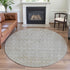8' X 8' Tan And Ivory Damask Washable Round Rug With UV Protection