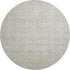 8' X 8' Tan And Ivory Damask Washable Round Rug With UV Protection