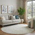 8' X 8' Tan And Ivory Damask Washable Round Rug With UV Protection